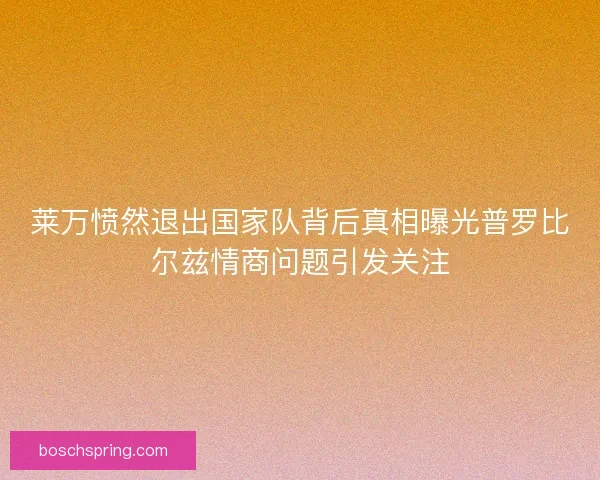 莱万愤然退出国家队背后真相曝光普罗比尔兹情商问题引发关注