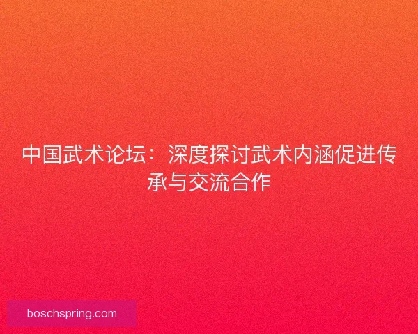 中国武术论坛：深度探讨武术内涵促进传承与交流合作